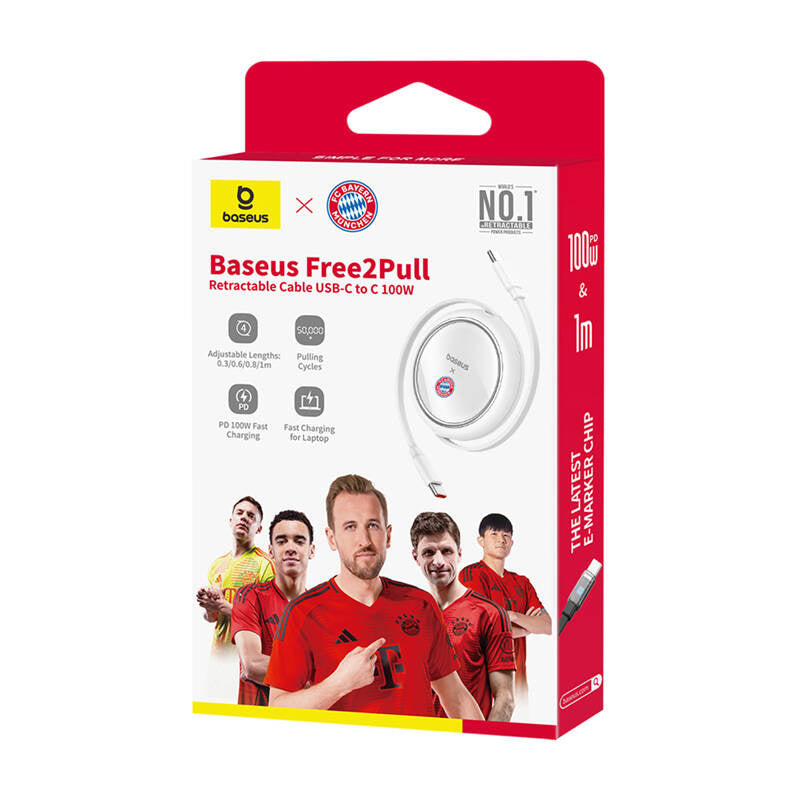 Baseus Free2Pull Cable C to C 100W (white) Bayern Edition