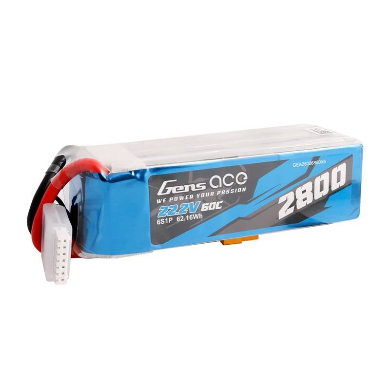 Gens ace 2800mAh 22.2V 60C 6S1P Lipo Battery Pack with XT60 plug