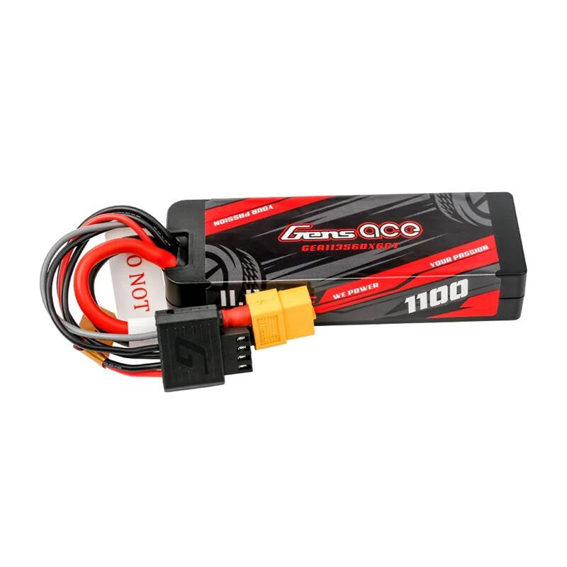 Gens ace G-Tech 1100mAh 11.1V 3S1P 60C GRP-76 Hardcase Lipo Battery Pack with XT60 Plug