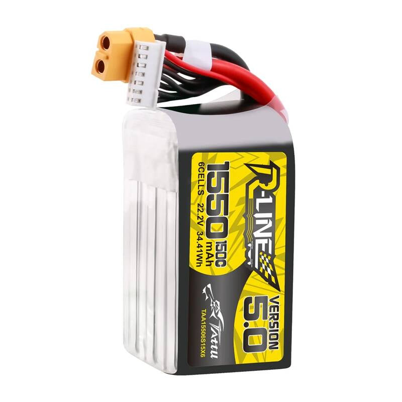 Tattu R-Line Version 5.0 1550mAh 22.2V 150C 6S Lipo Battery Pack with XT60 Plug