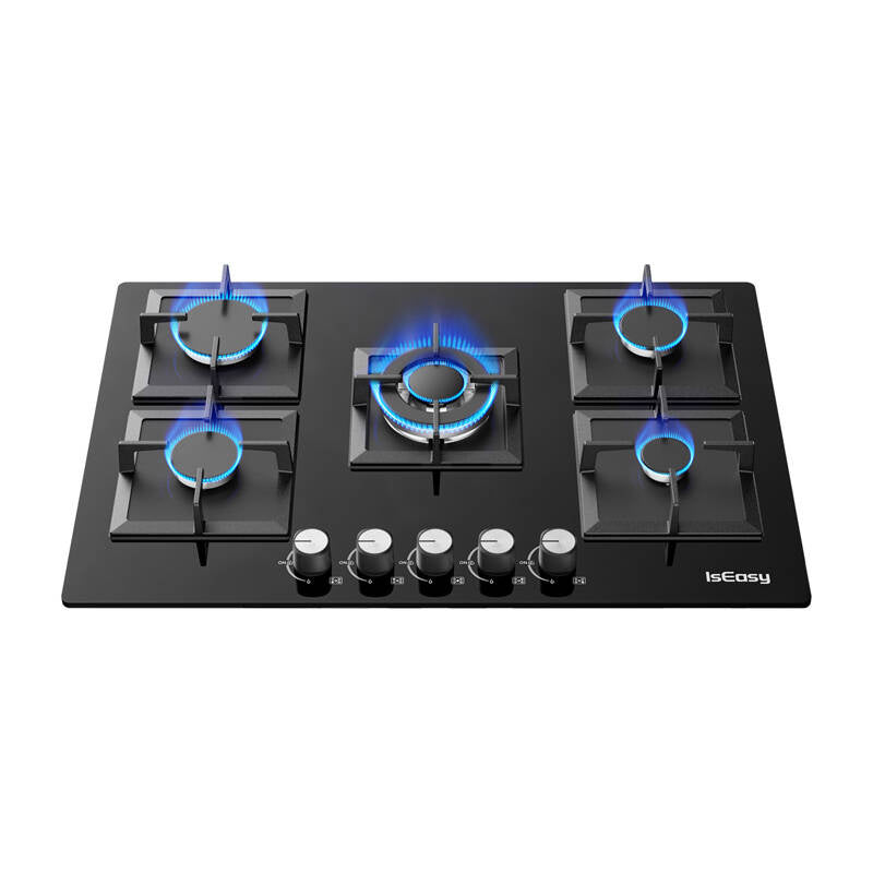 Glass Gas Stove IsEasy MGBG-775S2 Five-zones (square)