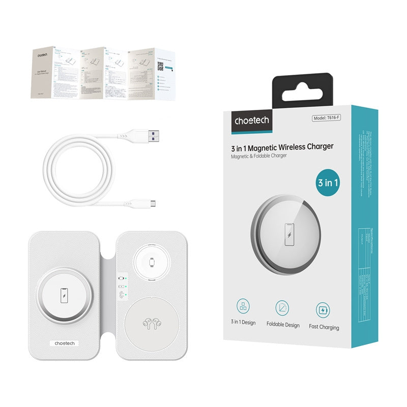 Wireless charger 3in1 Choetech T616-F (white)