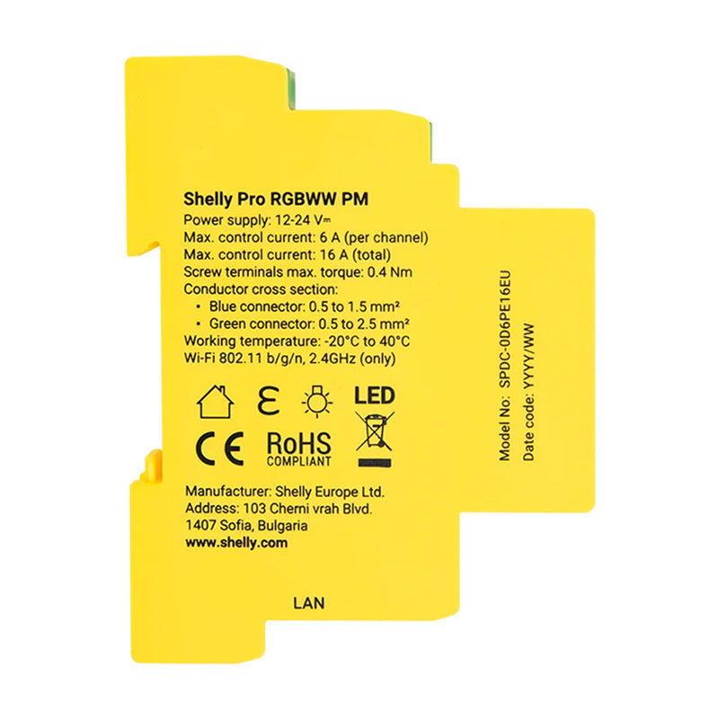 5-Channel DIN Rail Lighting Controller Shelly Pro RGBWW WiFi
