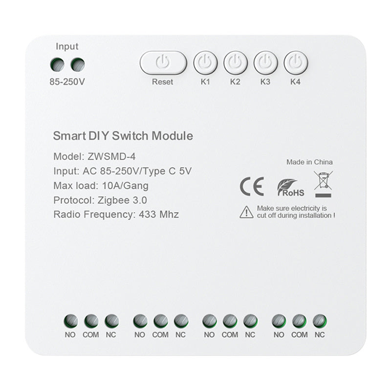Avatto ZWSMMD-4-250V ZigBee Switch 4CH Dry Contact