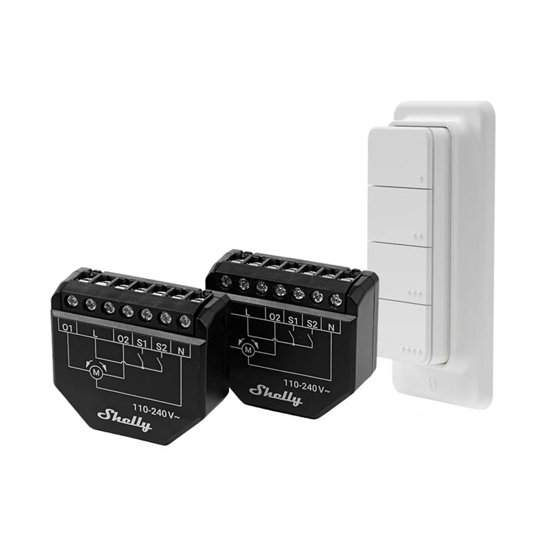 Set of 2 Blind/curtain WiFi controllers Shelly Shutter + BLU RC Button 1