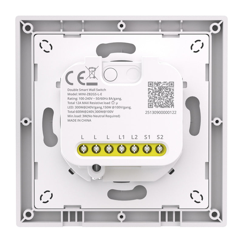 Dual-Channel wall switch SONOFF MINI-ZB2GS-E ZigBee without neutral wire.