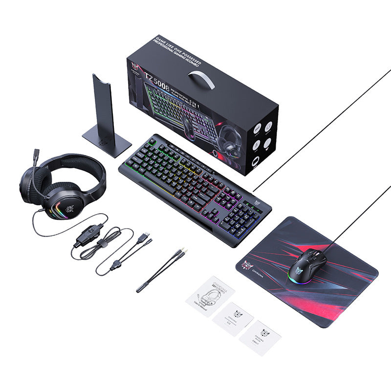 Onikuma Gaming Set TZ5008 5in1: keyboard, mouse, headphones, mouse mat and stand