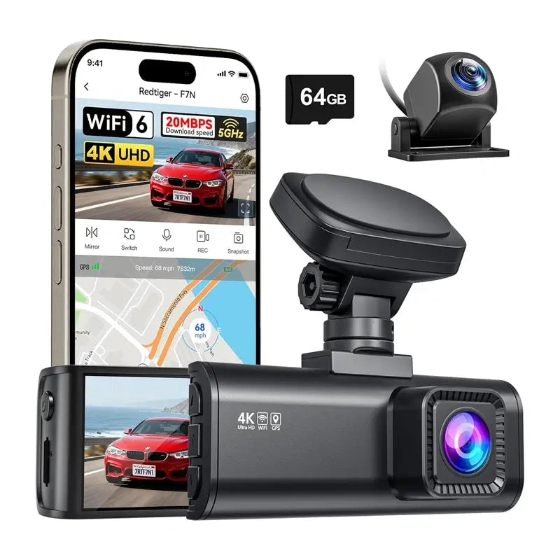Dashcam REDTIGER F7N WiFi 4K + 1080p