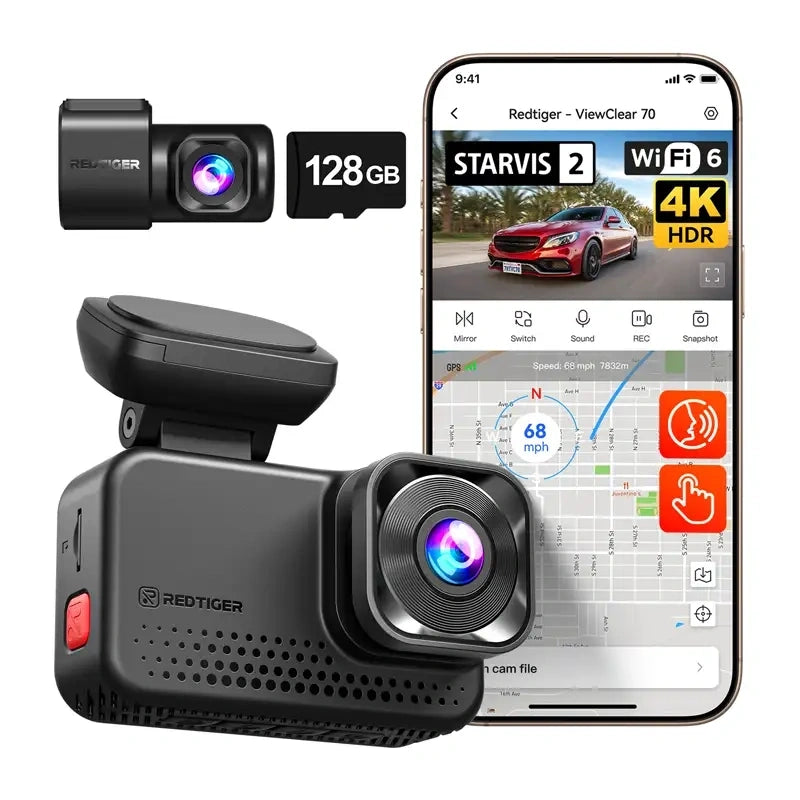 Dashcam REDTIGER VC70 Wi-Fi 4K + 2.5K 128GB