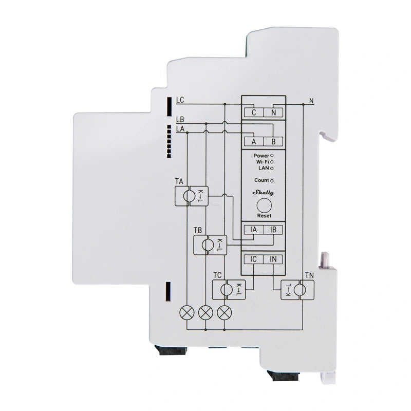 Shelly PRO 3EM 120A 3-Phase Energy Meter, WiFi/Bluetooth Matter