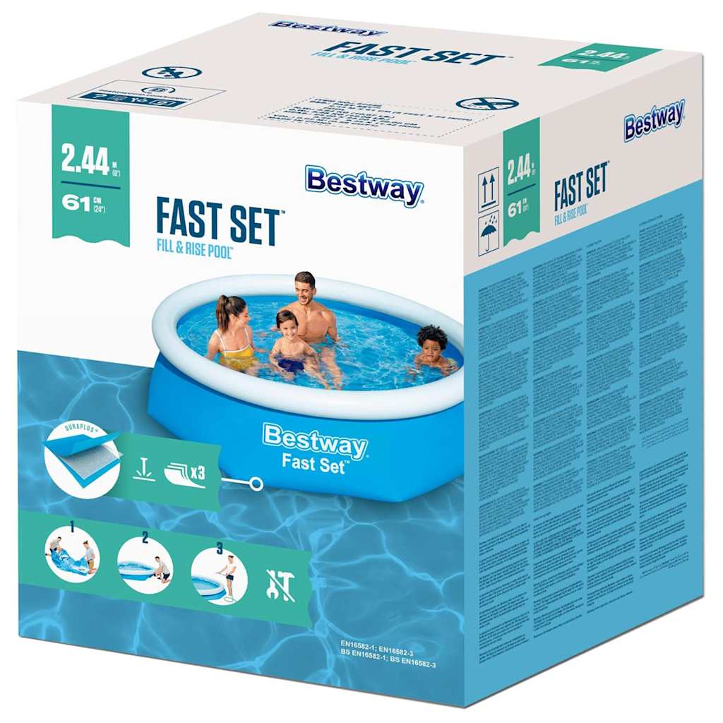 Bestway Πισίνα Φουσκωτή Στρογγυλή Fast Set Μπλε 244 x 61 εκ. 57265