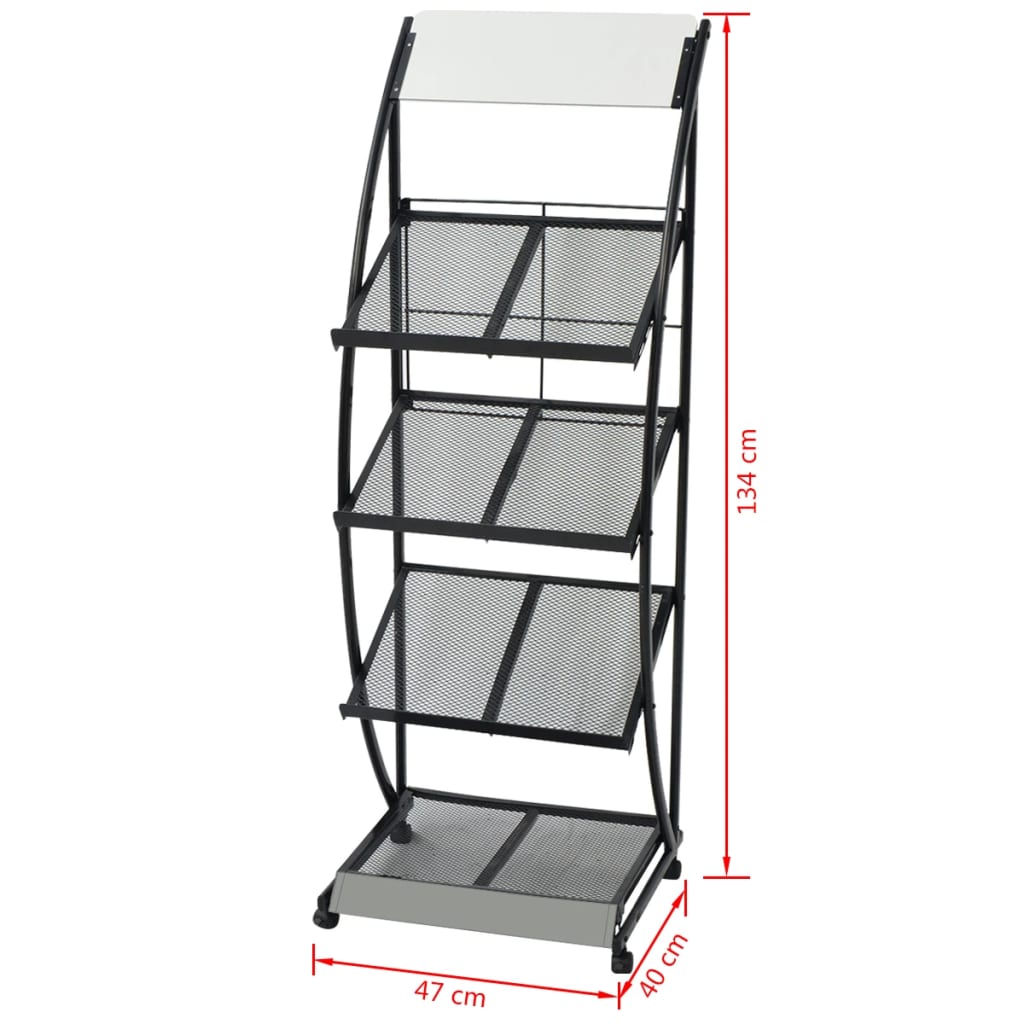 vidaXL Ραφιέρα Περιοδικών Ασπρόμαυρη Α4 47 x 40 x 134 εκ.