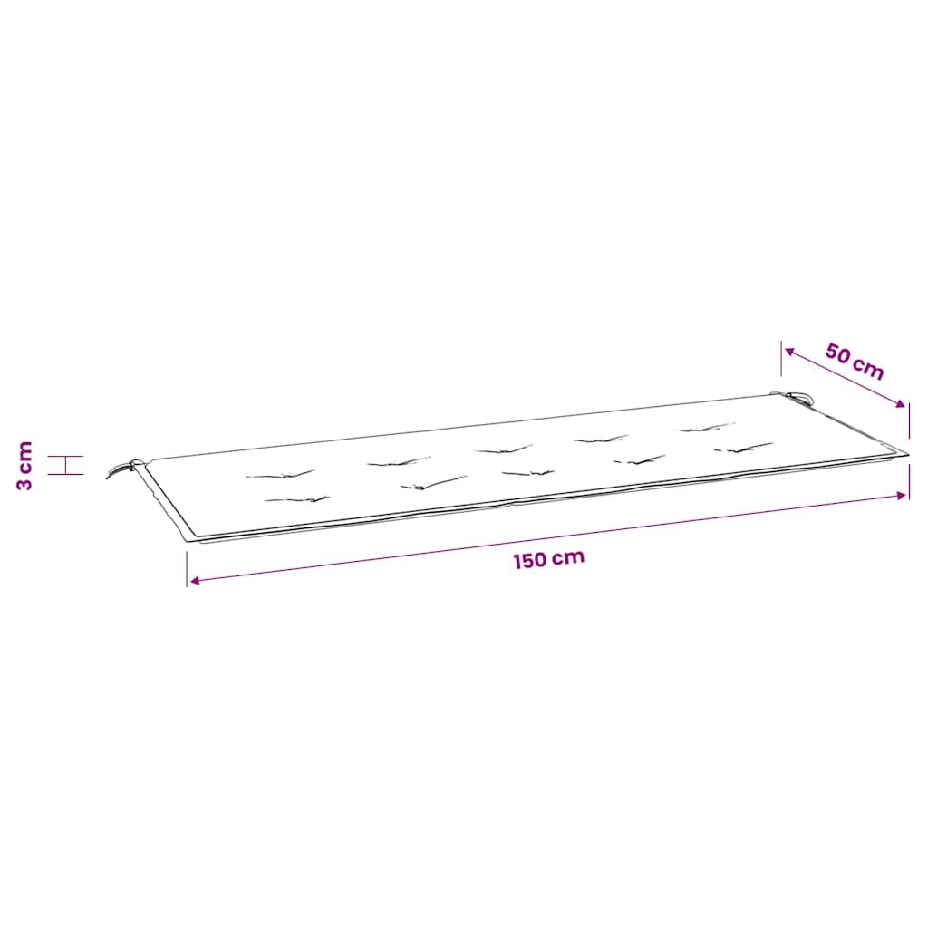 vidaXL Μαξιλάρι Πάγκου Κήπου Κόκκινο 150 x 50 x 3 εκ. Ύφασμα Oxford