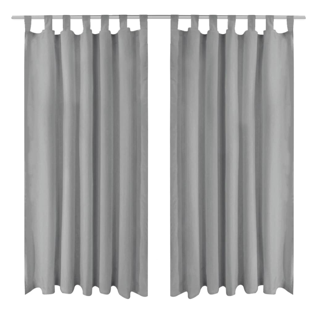 vidaXL Κουρτίνες με Θηλιές 2 τεμ. Γκρι 140 x 225 εκ. από Microsatin