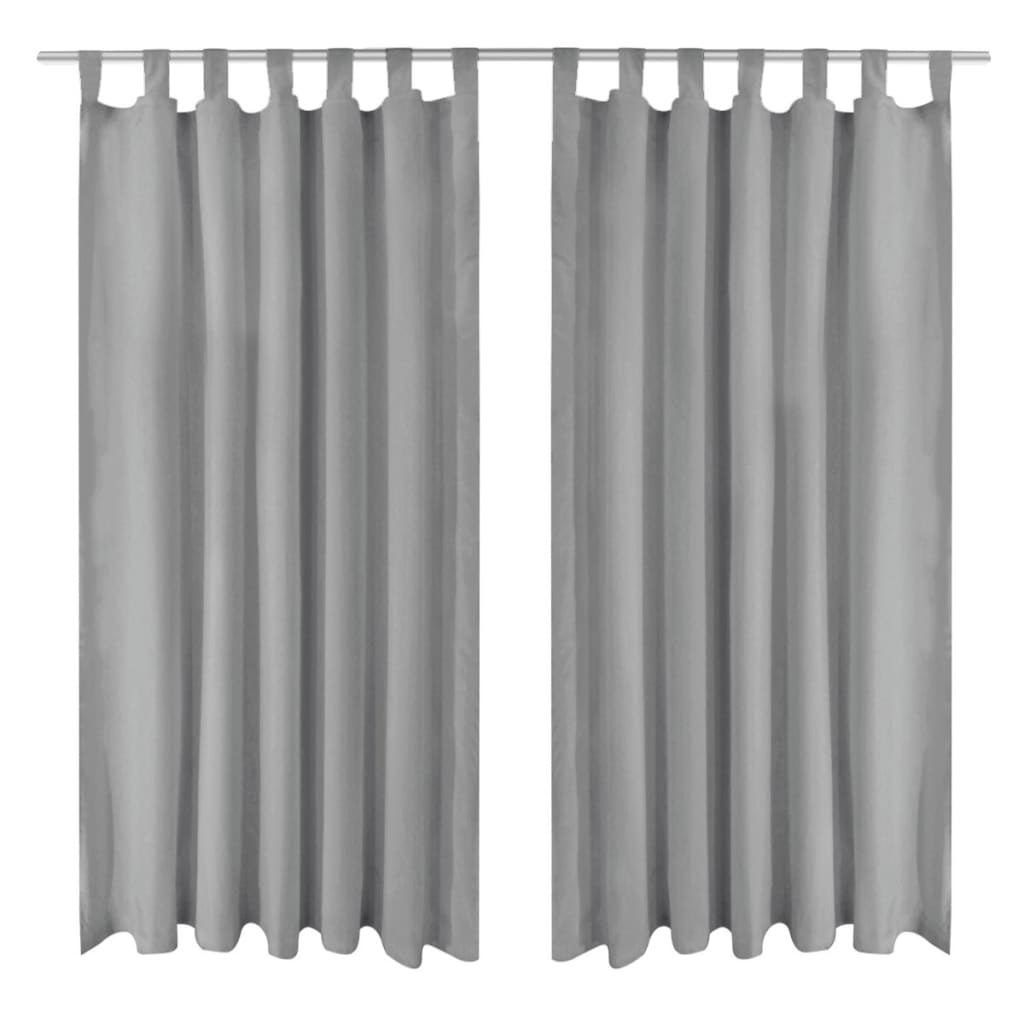 vidaXL Κουρτίνες με Θηλιές 2 τεμ. Γκρι 140 x 245 εκ. από Microsatin