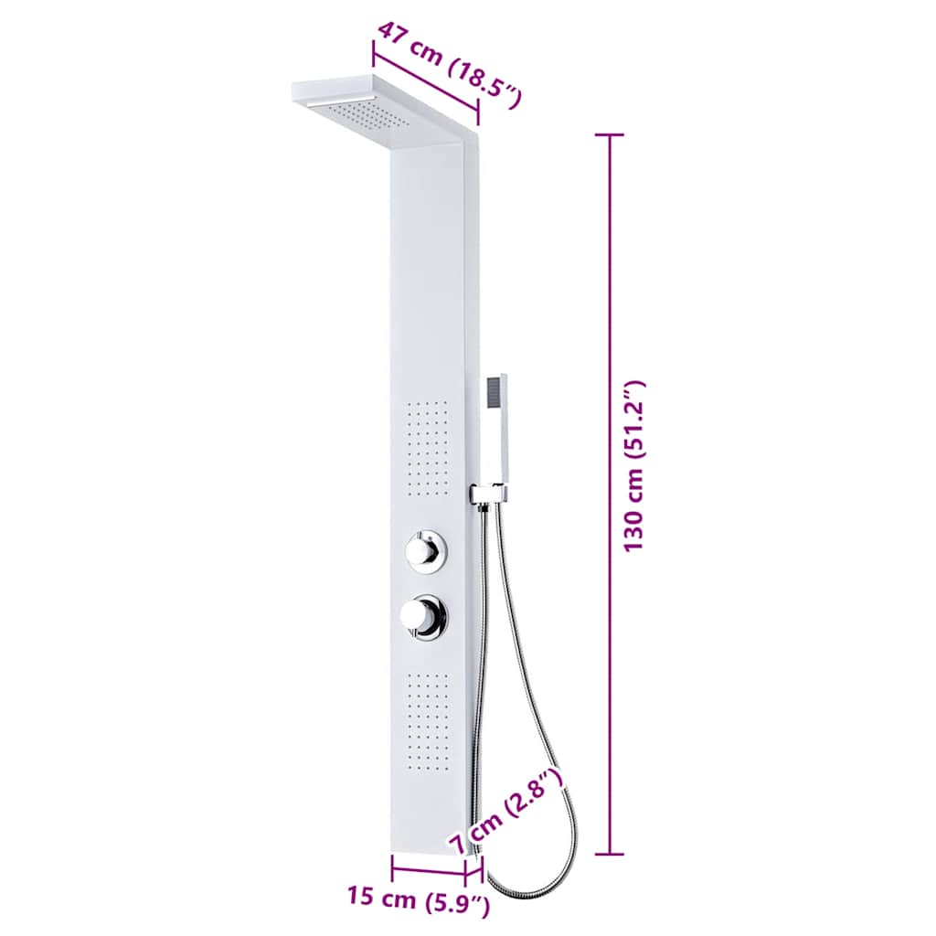 vidaXL Στήλη Ντους Υδρομασάζ Λευκή Ματ από Αλουμίνιο