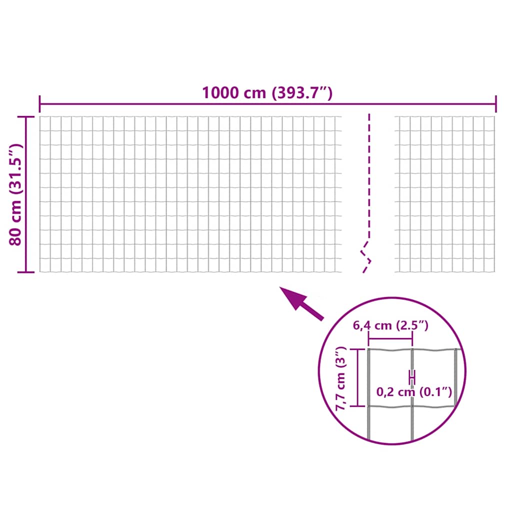 vidaXL Συρματόπλεγμα Γκρι 10 x 0,8 μ. Ατσάλινο