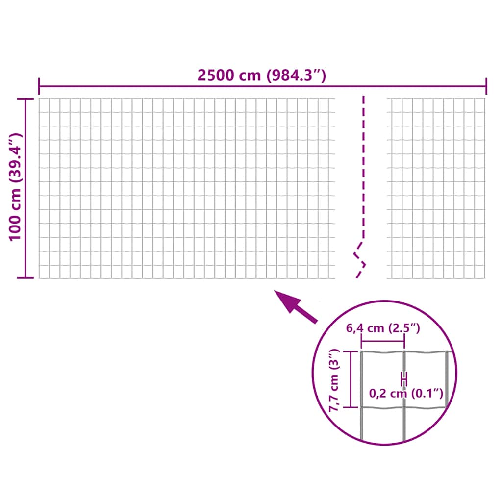 vidaXL Συρματόπλεγμα Γκρι 25 x 1 μ. Ατσάλινο