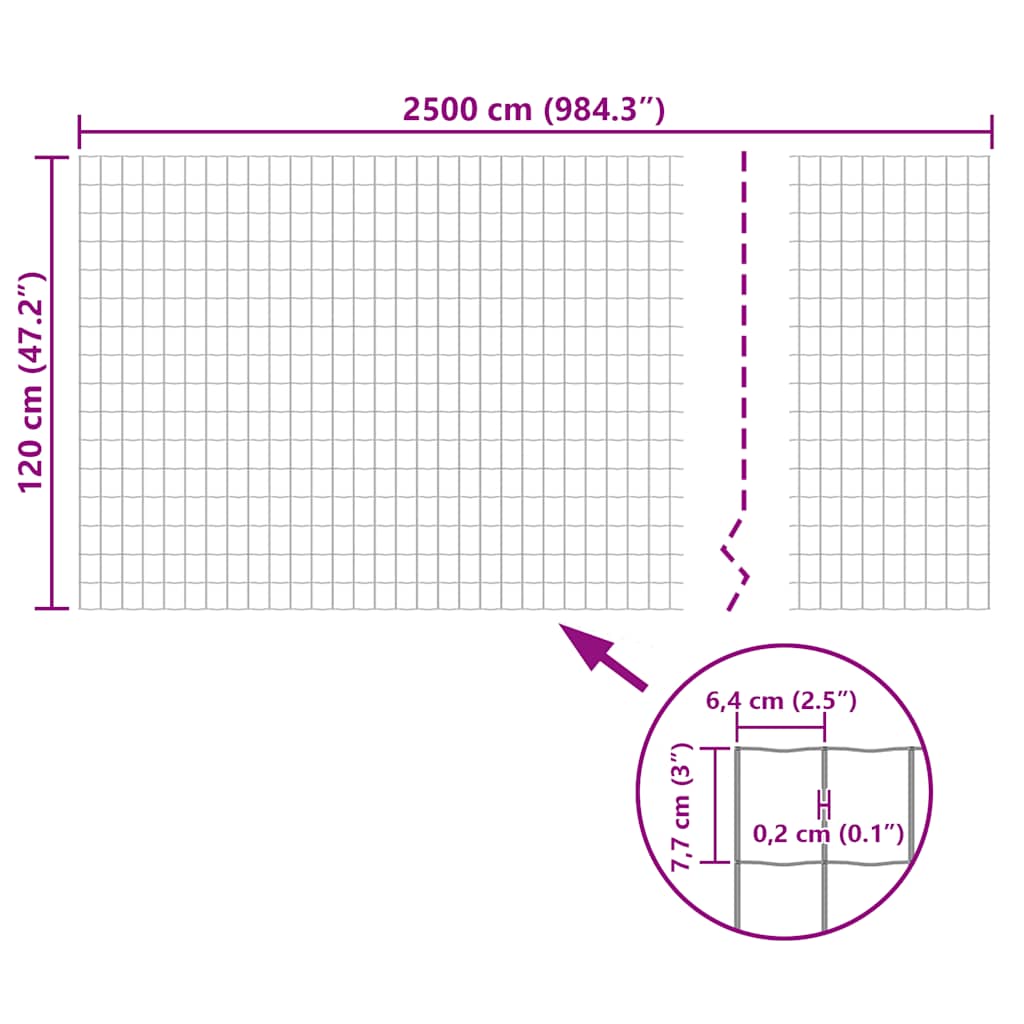 vidaXL Συρματόπλεγμα Γκρι 25 x 1,2 μ. Ατσάλινο