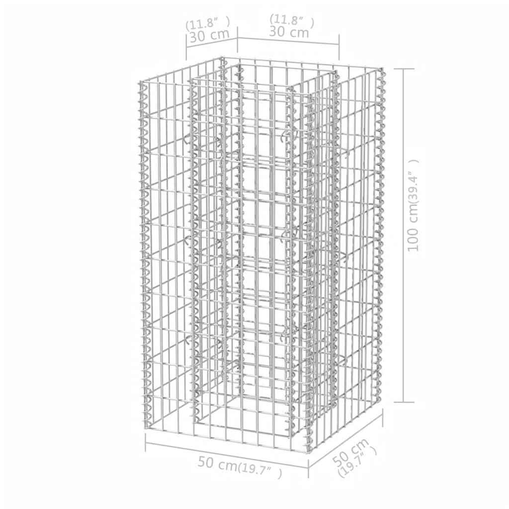 vidaXL Συρματοκιβώτιο - Γλάστρα Υπερυψωμένη 50 x 50 x 100 εκ. Ατσάλινη