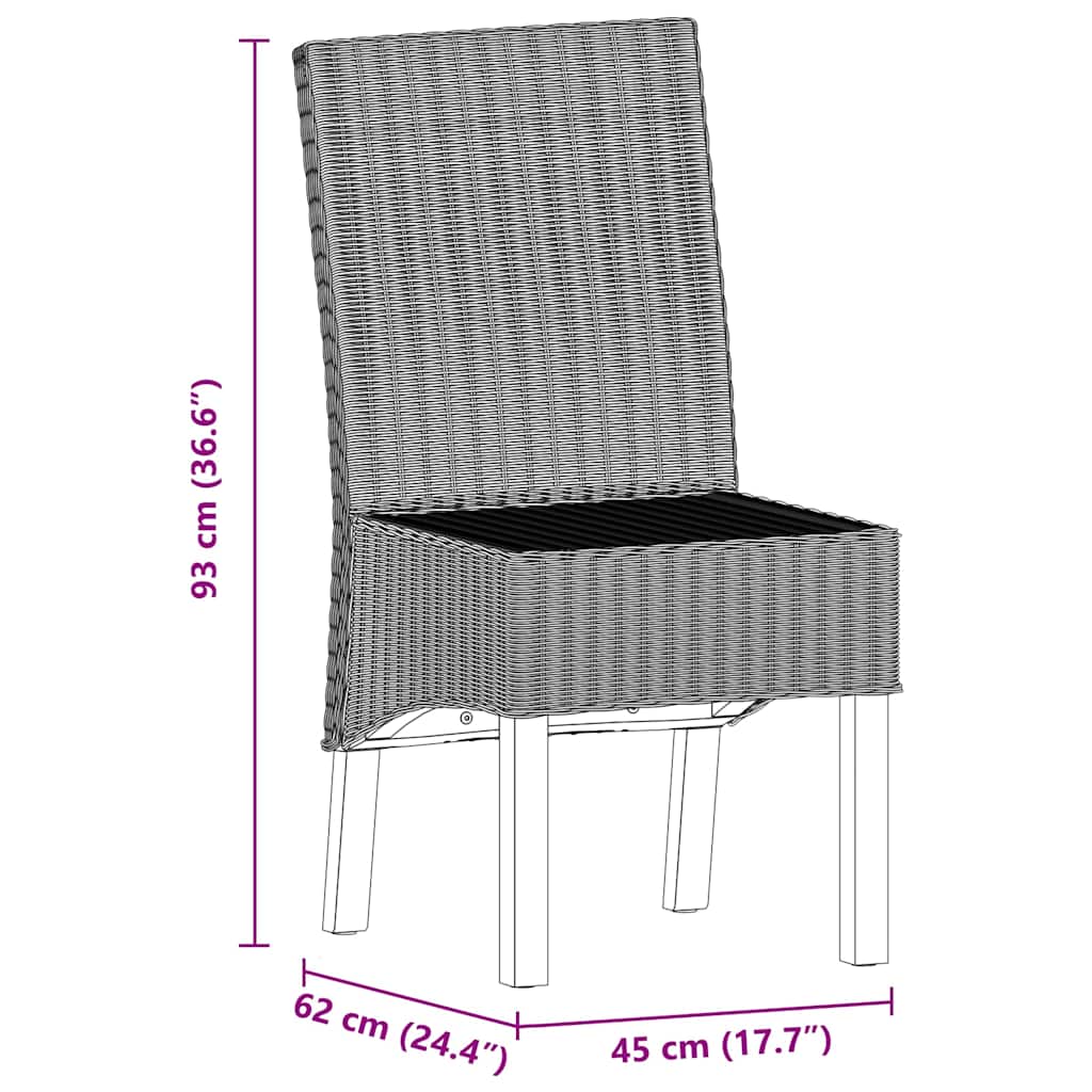 vidaXL Καρέκλες Τραπεζαρίας 2 τεμ. Καφέ από Γνήσιο Ρατάν