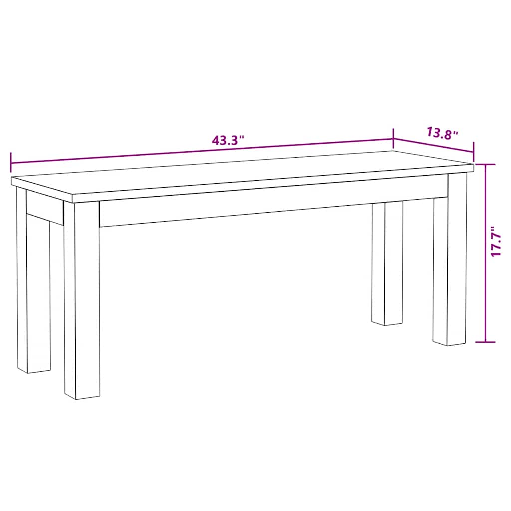 vidaXL Πάγκος 110 x 35 x 45 εκ. από Μασίφ Ανακυκλωμένο Ξύλο