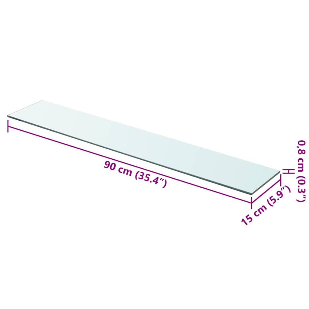 vidaXL Ράφι Πάνελ Διάφανο 90 x 15 εκ. Γυάλινο