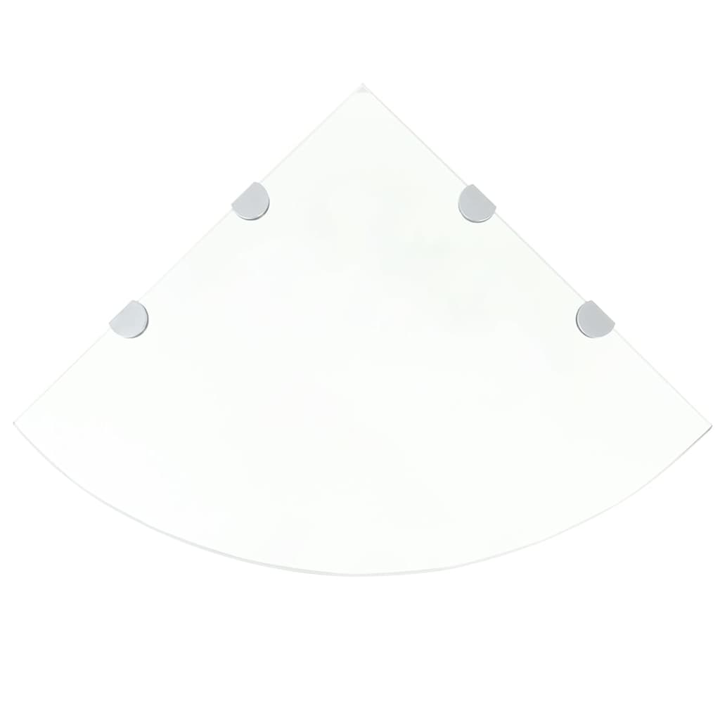 vidaXL Ράφι Γωνιακό Διάφανο 45 x 45 εκ. Γυάλινο με Στηρίγματα Χρωμίου