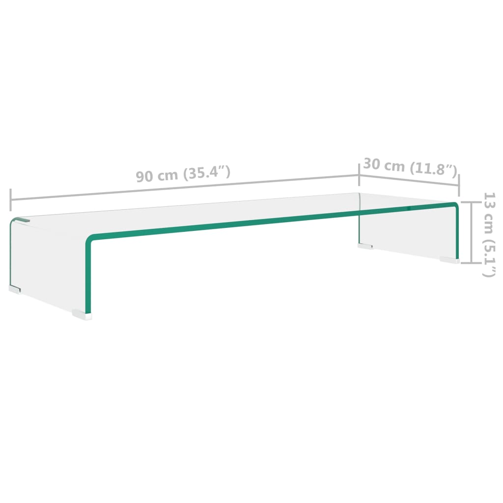 vidaXL Βάση Τηλεόρασης/Οθόνης Διάφανη 90 x 30 x 13 εκ. Γυάλινη