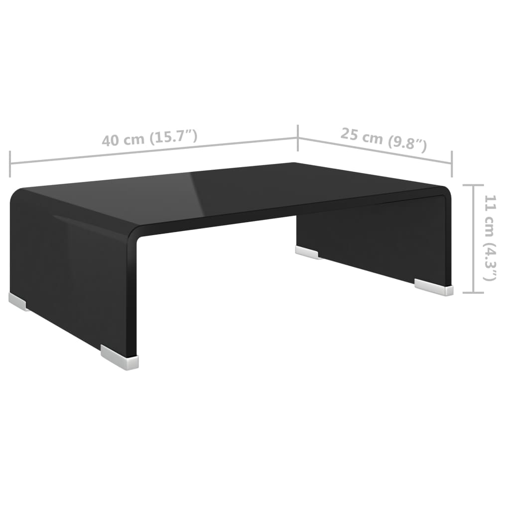 vidaXL Βάση Τηλεόρασης/Οθόνης Μαύρη 40 x 25 x 11 εκ. Γυάλινη