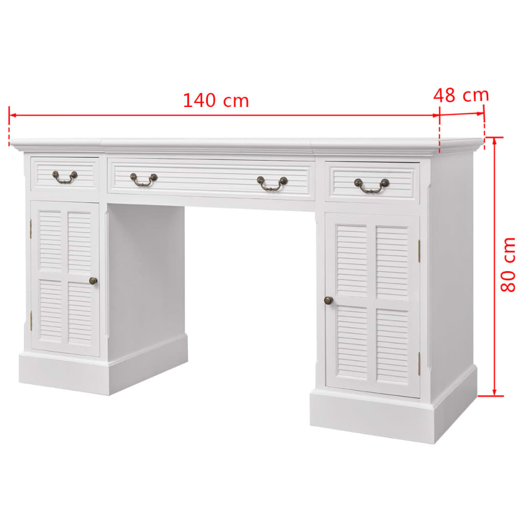 vidaXL Γραφείο Δύο Όψεων Λευκό 140 x 48 x 80 εκ.