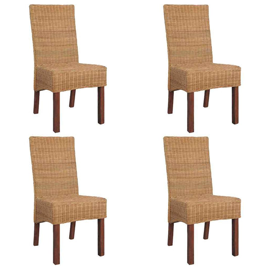 vidaXL Καρέκλες Τραπεζαρίας 4 τεμ. Καφέ από Γνήσιο Ρατάν