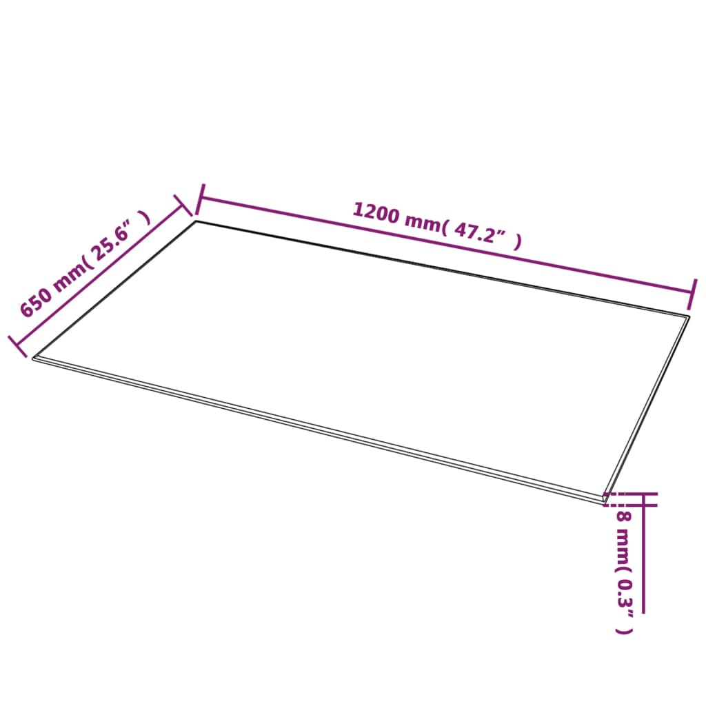 vidaXL Επιφάνεια Τραπεζιού Ορθογώνια 1200 x 650 χιλ. από Ψημένο Γυαλί