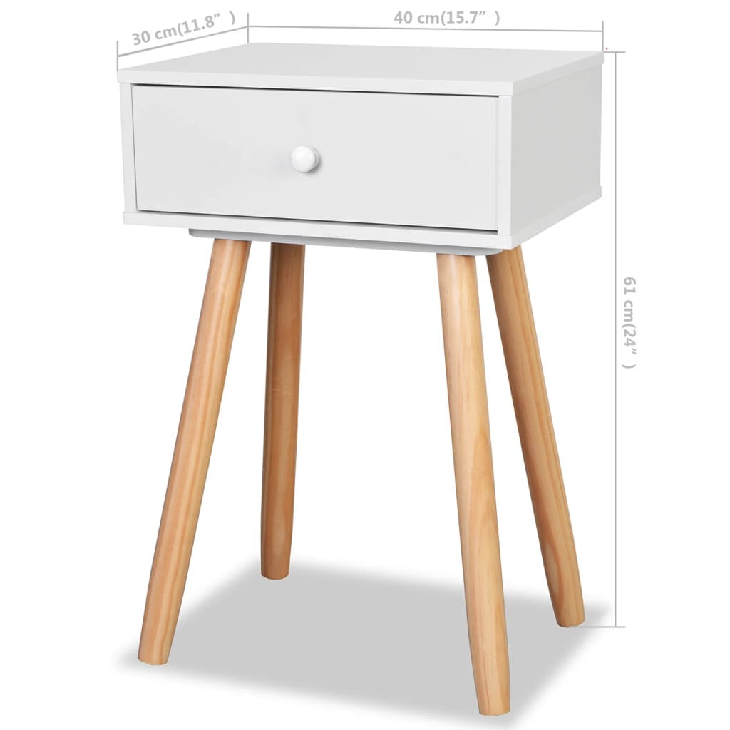 vidaXL Κομοδίνα 2 τεμ. Λευκά 40 x 30 x 61 εκ. από Μασίφ Ξύλο Πεύκου