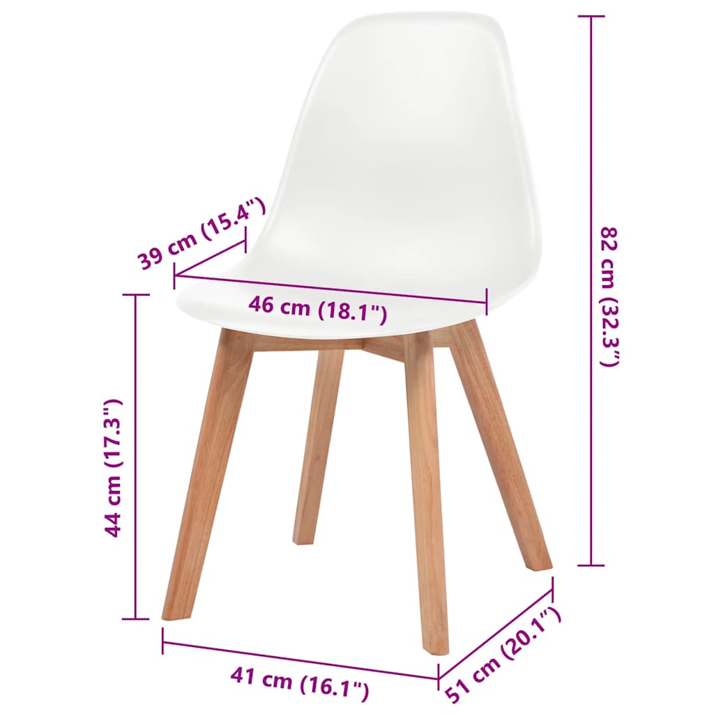 vidaXL Καρέκλες Τραπεζαρίας 6 τεμ. Λευκές Πλαστικές