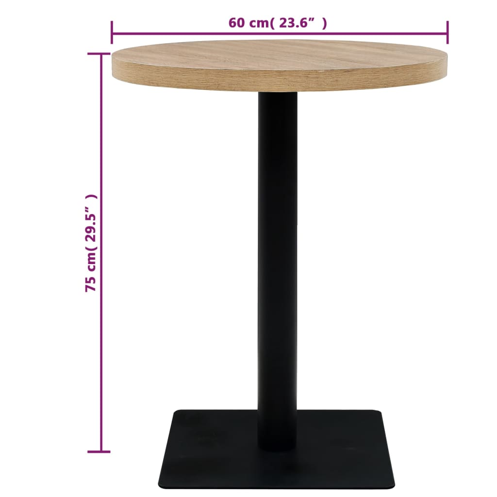 vidaXL Τραπέζι Bistro Στρογγυλό Χρώμα Δρυός 60 x 75 εκ. MDF / Ατσάλι