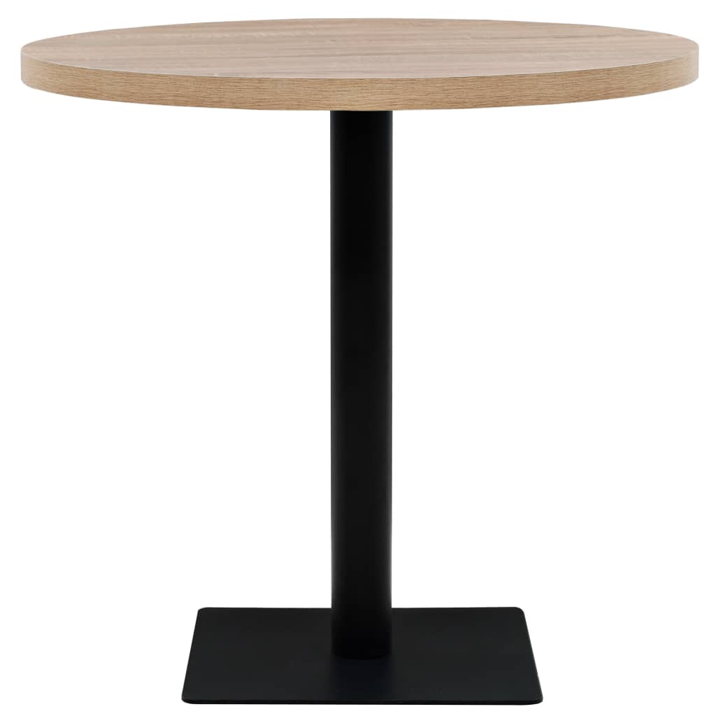 vidaXL Τραπέζι Bistro Στρογγυλό Χρώμα Δρυός 80 x 75 εκ. MDF / Ατσάλι