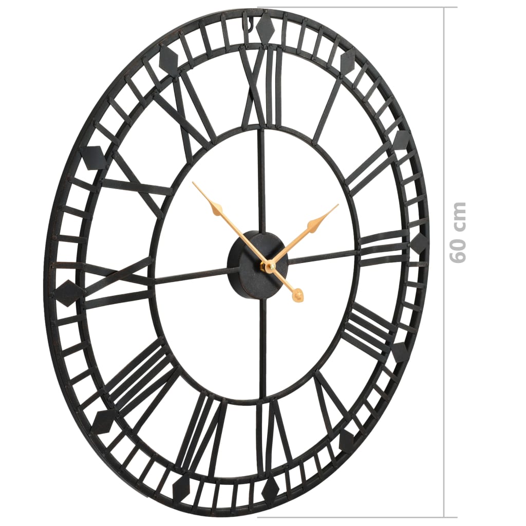 vidaXL Ρολόι Τοίχου Vintage XXL 60 εκ. Μεταλλικό με Μηχανισμό Quartz