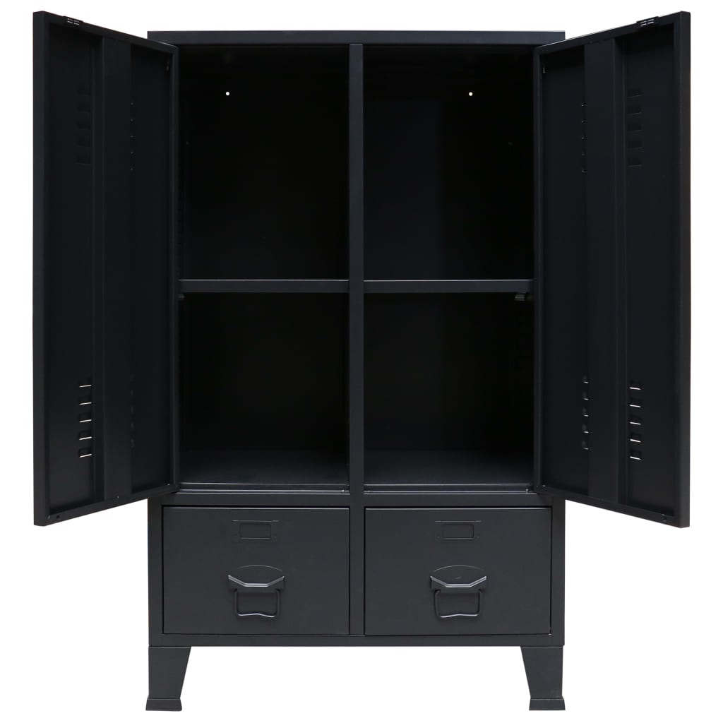 vidaXL Ντουλάπι με Βιομηχανικό Στιλ Μαύρο 67 x 35 x 107 εκ. Μεταλλικό