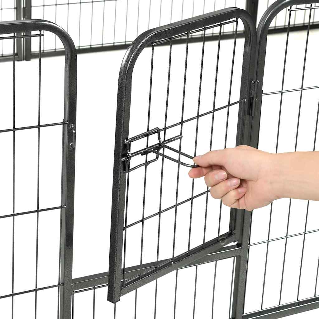 vidaXL Πάρκο Σκύλου με 12 Πάνελ Μαύρο 80 x 60 εκ. Ατσάλινο