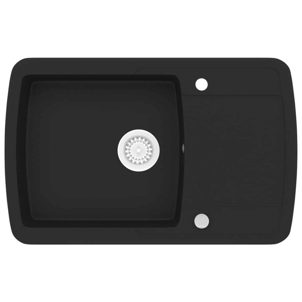 vidaXL Νεροχύτης με Μονή Γούρνα Μαύρος Γρανιτένιος