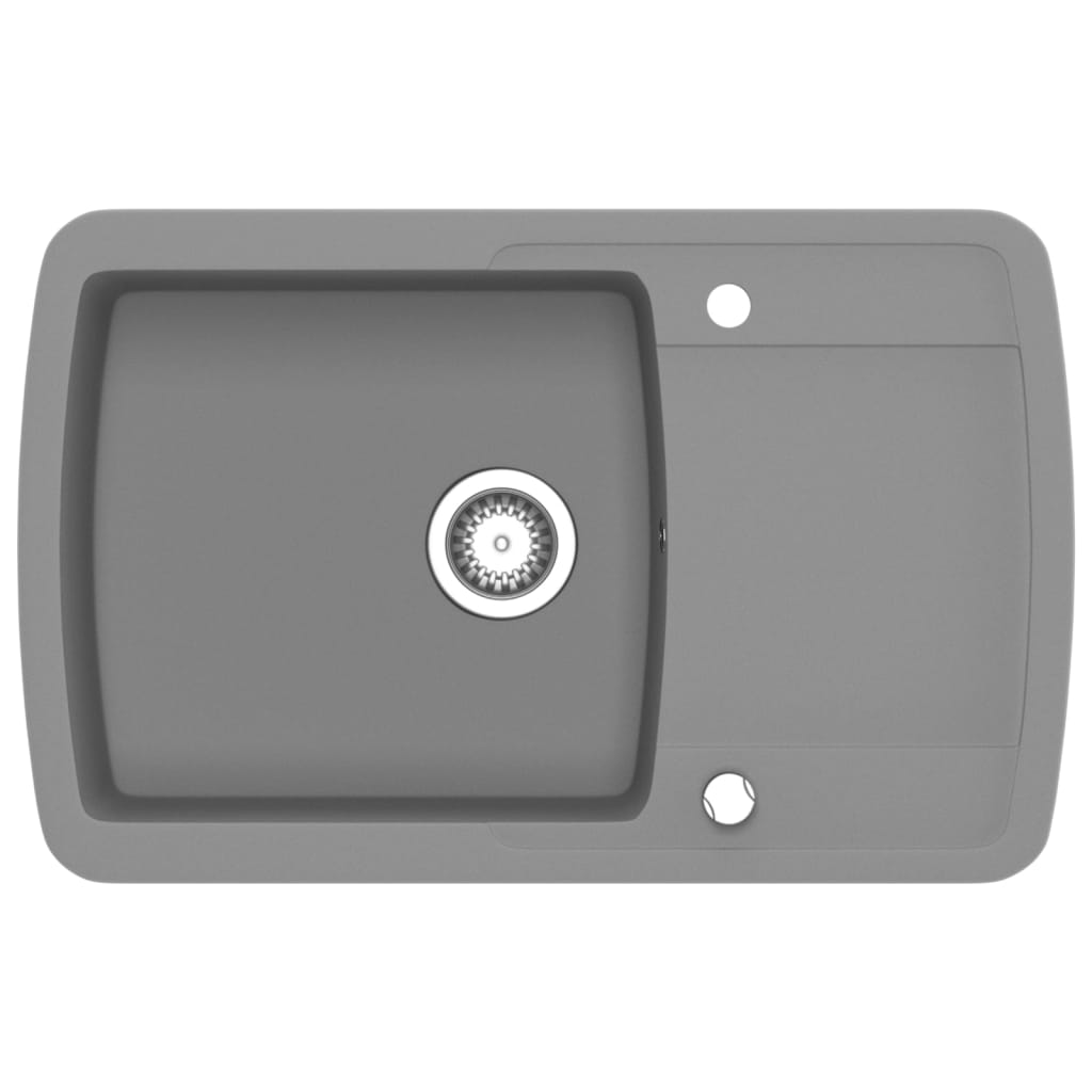 vidaXL Νεροχύτης με Μονή Γούρνα Γκρι Γρανιτένιος