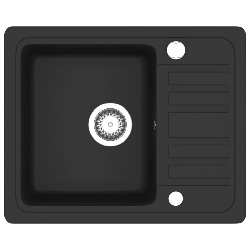 vidaXL Νεροχύτης με Μονή Γούρνα Μαύρος Γρανιτένιος