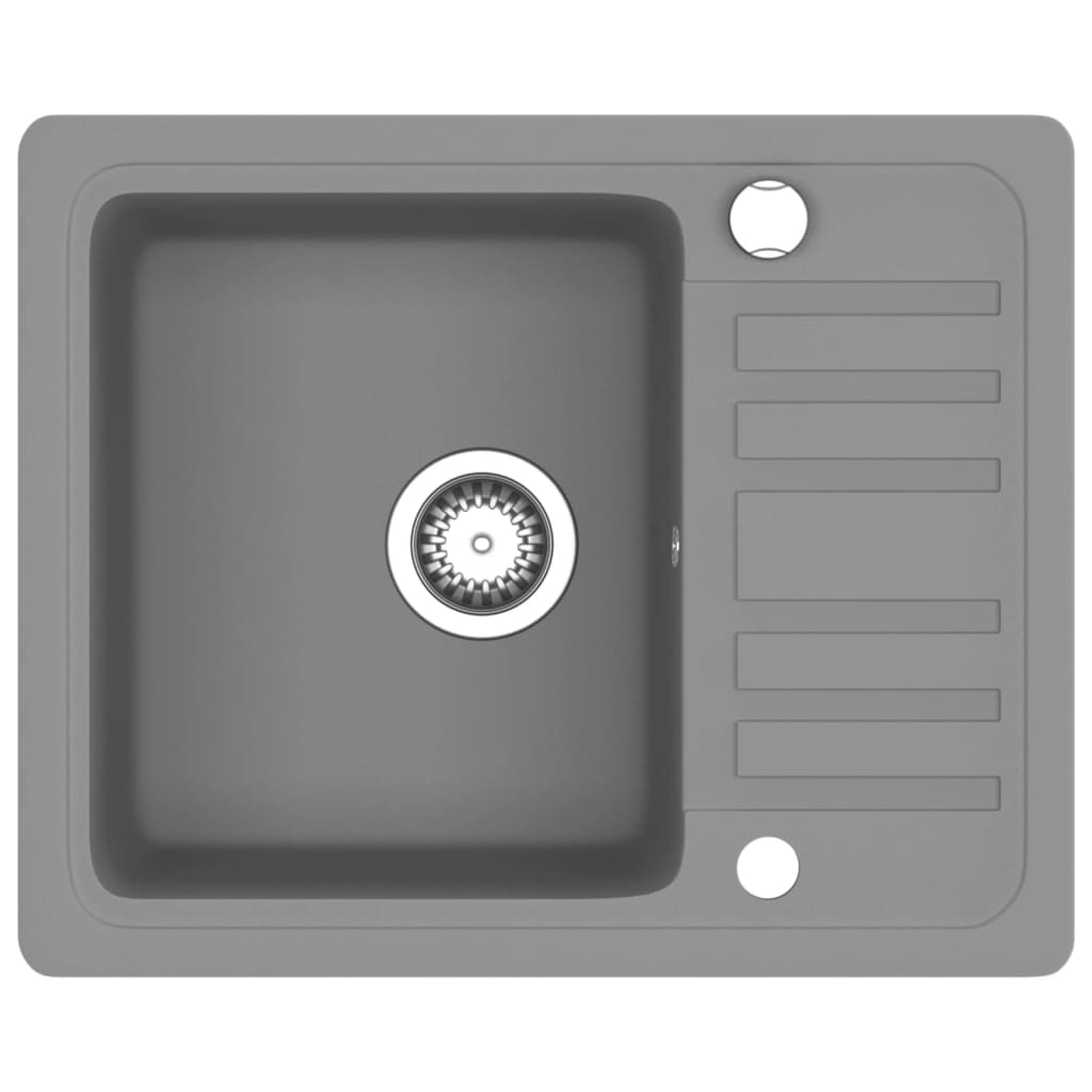 vidaXL Νεροχύτης με Μονή Γούρνα Γκρι Γρανιτένιος