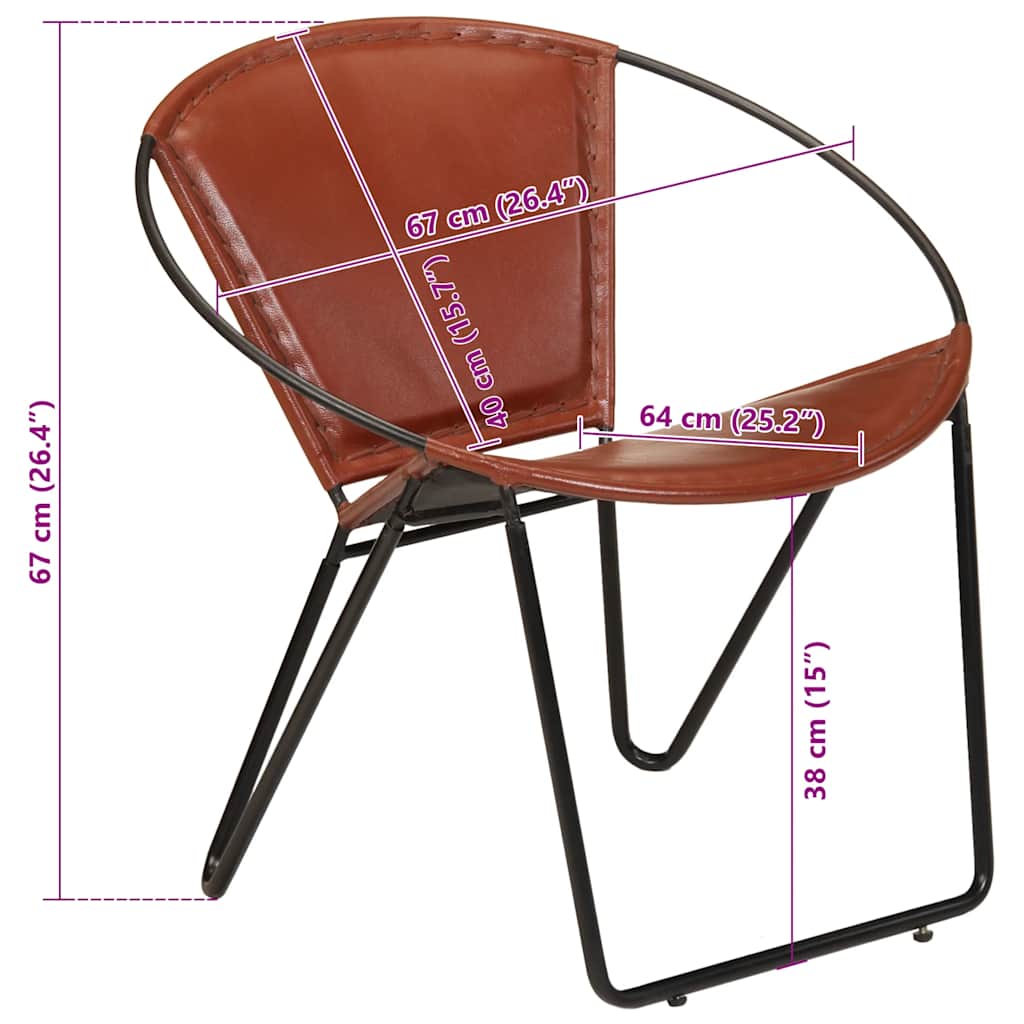 vidaXL Πολυθρόνα Καφέ από Γνήσιο Δέρμα