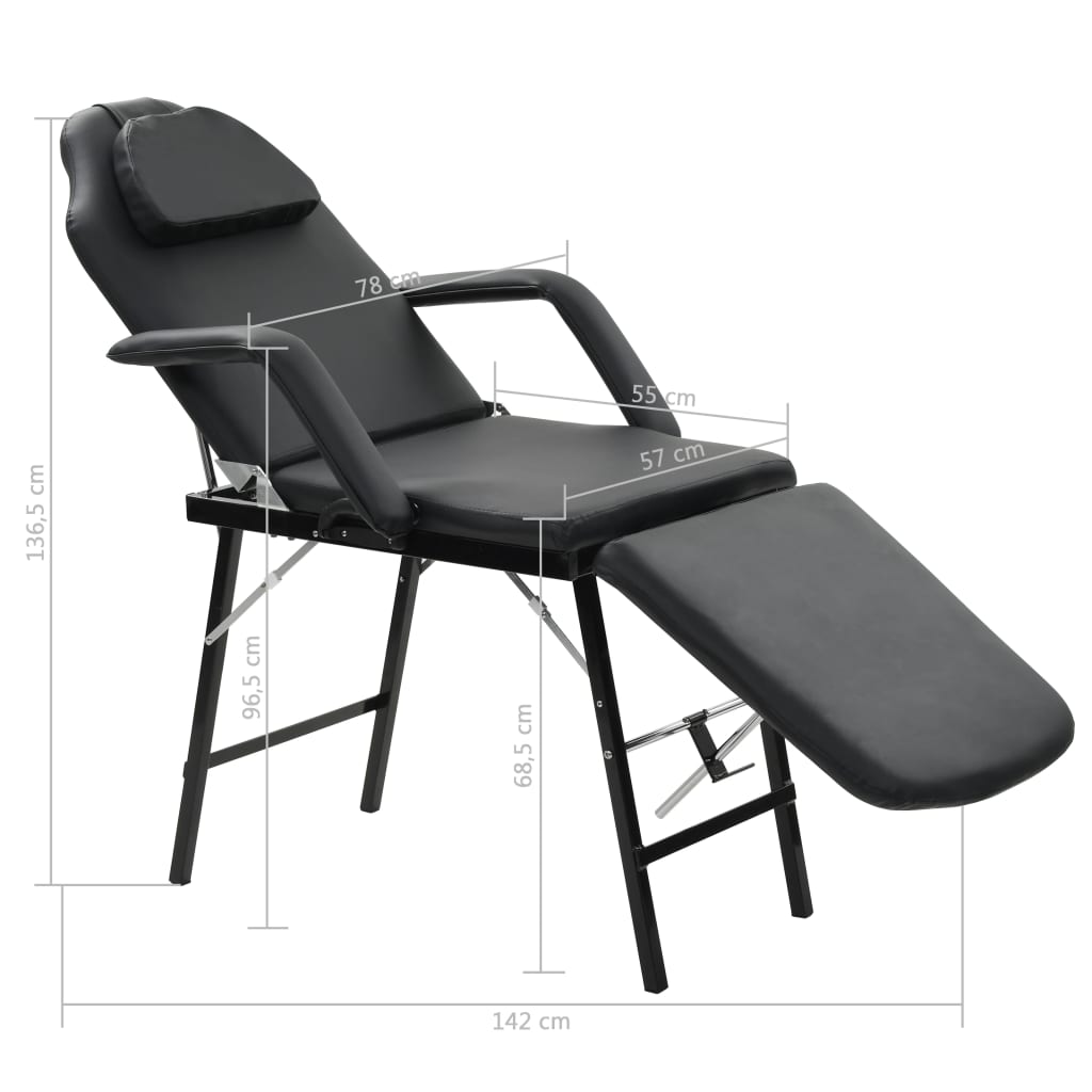vidaXL Καρέκλα Αισθητικής Φορητή Μαύρη 185x78x76 εκ. Συνθετικό Δέρμα
