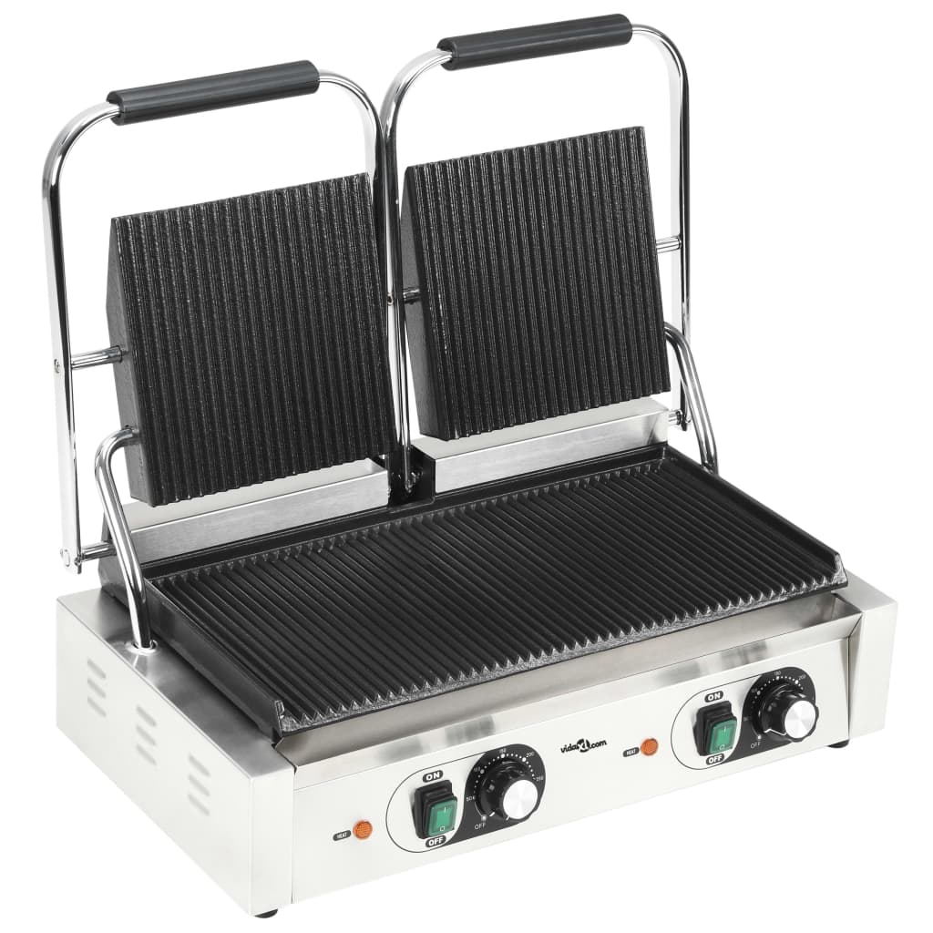 vidaXL Τοστιέρα Διπλή Ραβδωτή Panini 3600 W 57 x 30,5 x 20 εκ.