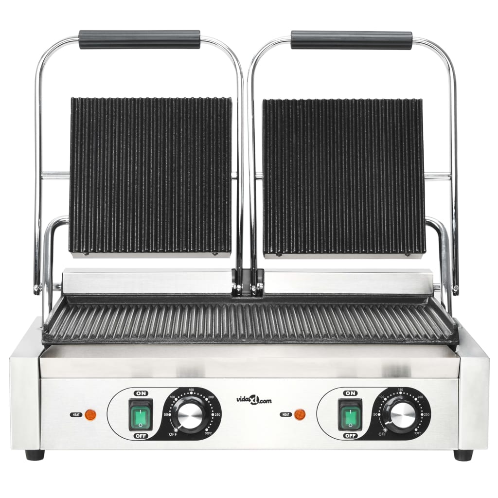 vidaXL Τοστιέρα Διπλή Ραβδωτή Panini 3600 W 57 x 30,5 x 20 εκ.
