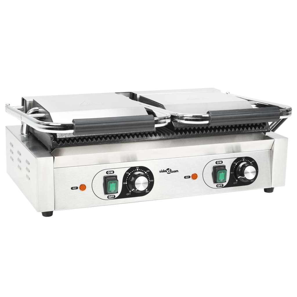vidaXL Τοστιέρα Διπλή Ραβδωτή Panini 3600 W 57 x 30,5 x 20 εκ.