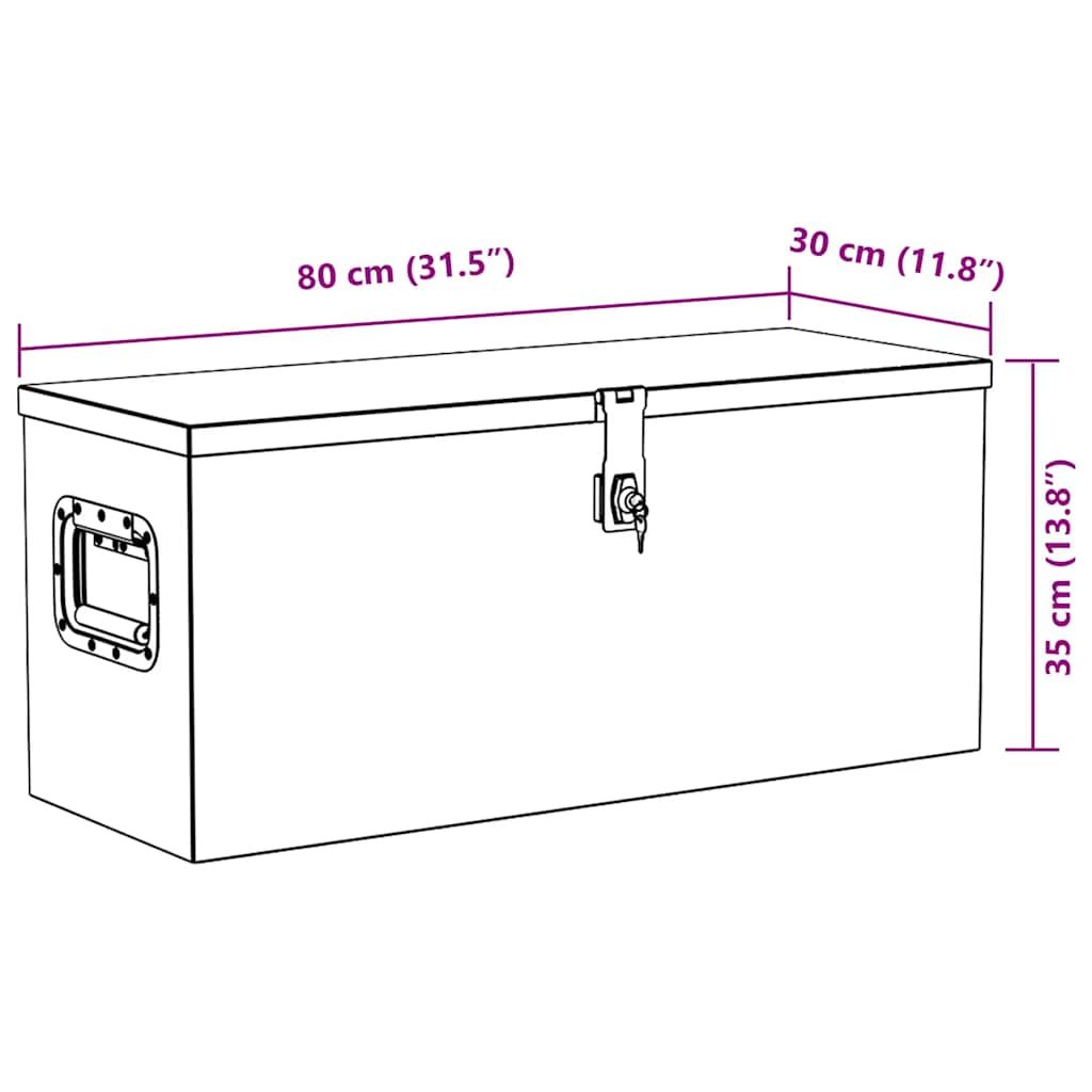 vidaXL Κουτί Αποθήκευσης Ασημί 80 x 30 x 35 εκ. Αλουμινίου